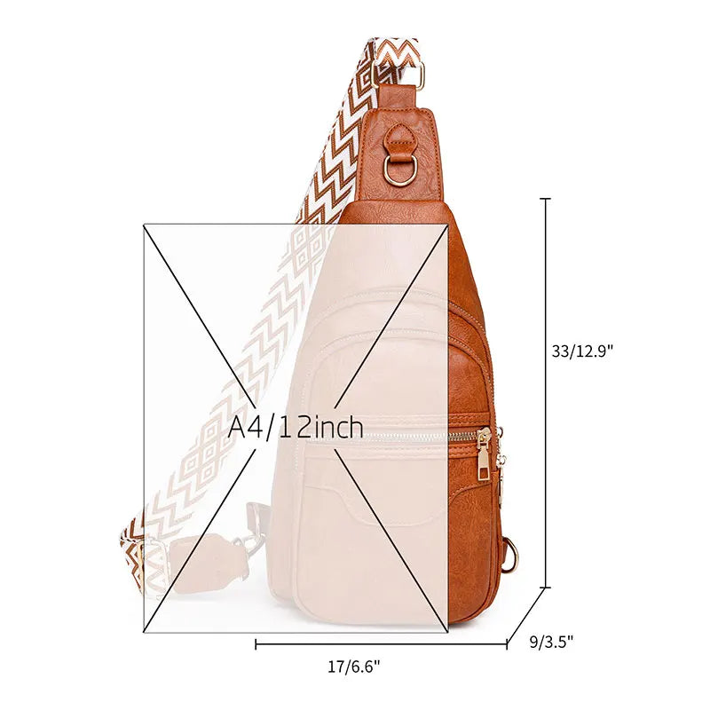 Hemasa Women's Chest Pack Crossbody Bag Luxury Design Durable PU Leather Handbag Chest Bag Vintage Leisure Ladies Handbag Shoulder Bag