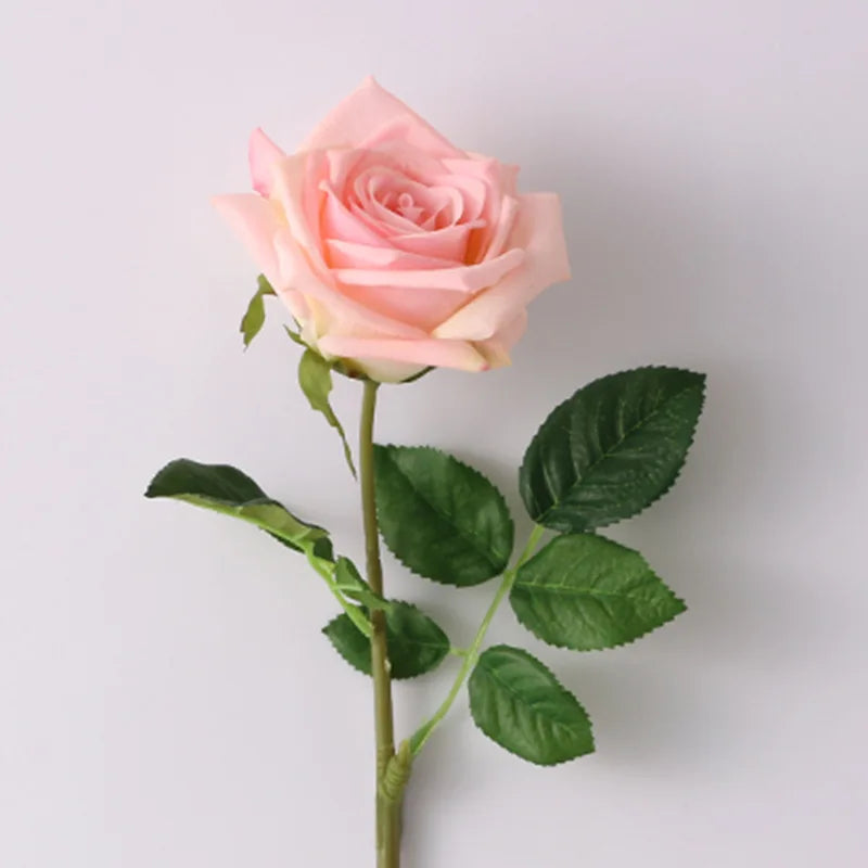 Artificial True Touch Rose Simulation Latex Flowers Branch Wedding Bouquet Home Hotel Desktop Decoration Pink Flower Arrangement