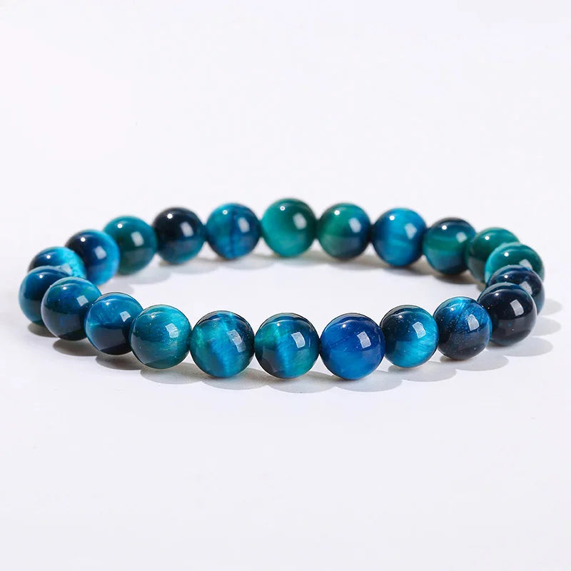 JD Natural Stone Blue Tiger Eye Beaded Bracelets Women Men Reiki Healing Yoga Meditation Charm Bangles Pulseras Jewelry Gift