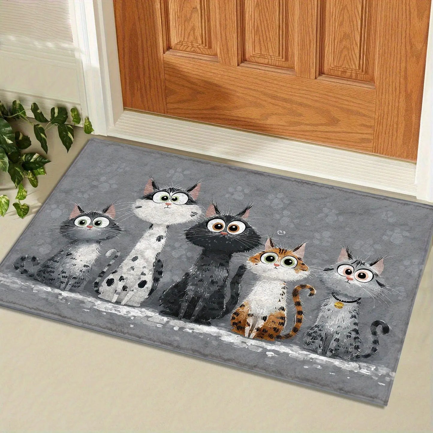 Tejesa Gray Colour  Cute Kitten Doormat/ Welcome Mat /Kitchen Rug /Carpet For Live Room Rug For Bedroom Bedside Floor Mat Home Dec