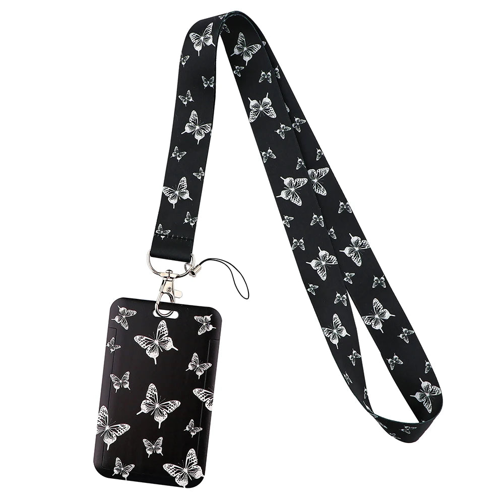 Tejesa Butterfly Lanyard Business Credit Card Holder Neck Strap Keychain Hang Rope ID Badge Holder Lariat Lasso