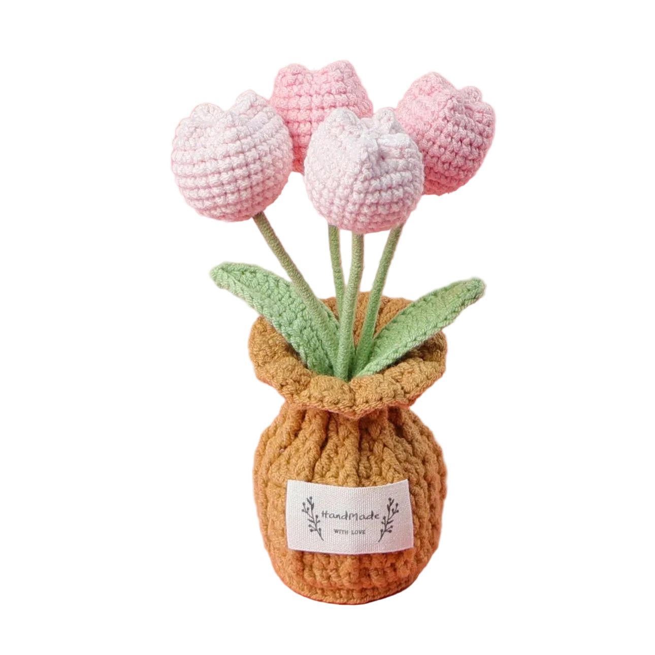 Hemasa Tulips Crochet Flowers with Kintted Potted Sunflowers /Handwoven Plant
