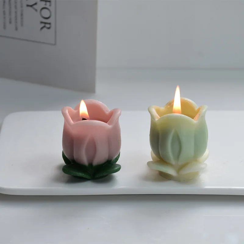 Tulip with Leaves Silicone Candle Mould