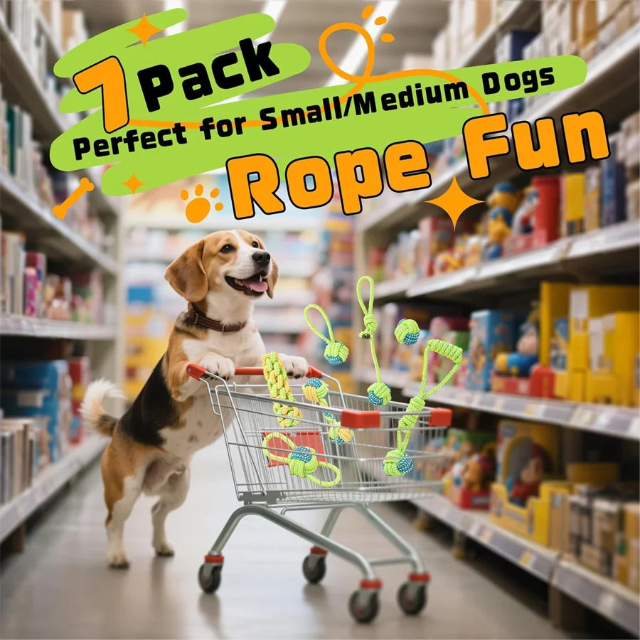 Tejesa [1/7 Pack] Dog Tug Rope Toys, Strong Durable Chew Toys for Aggressive Chewers, Interactive Fetch Toys for All Size Dogs