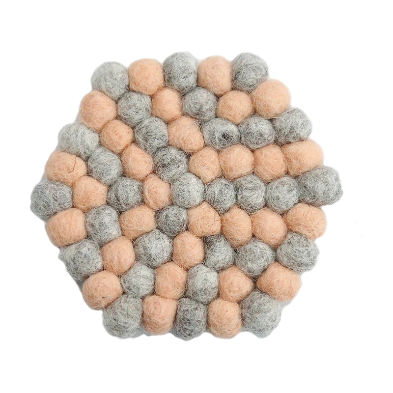 Hemasa Colorful Wool Felt Balls Coaster Hexagon /Heart /Star Shape Coasters
