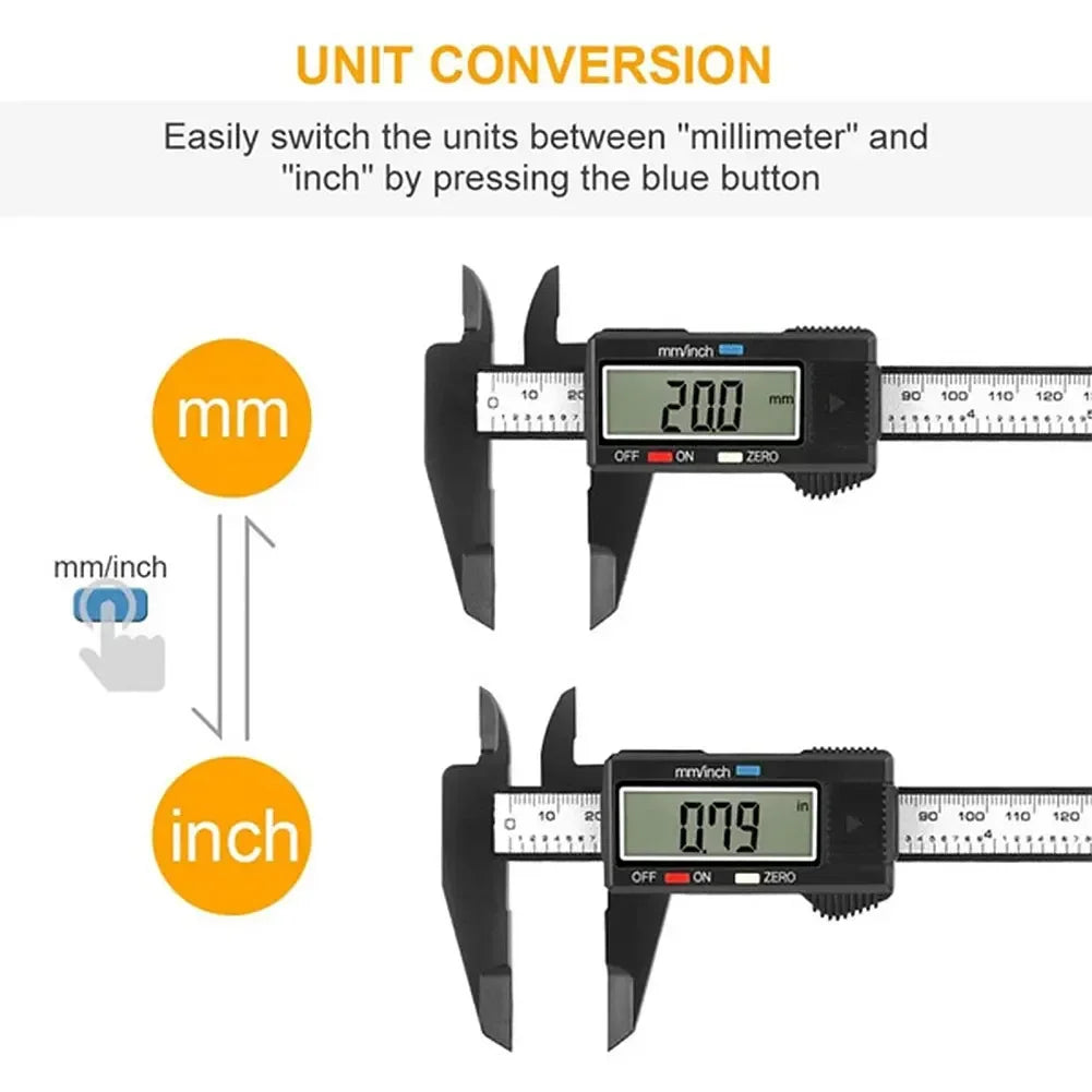 Tejesa 150mm 100mm Electronic Digital Caliper Carbon Fiber Dial Vernier Caliper Gauge Micrometer Measuring Tool Digital Ruler