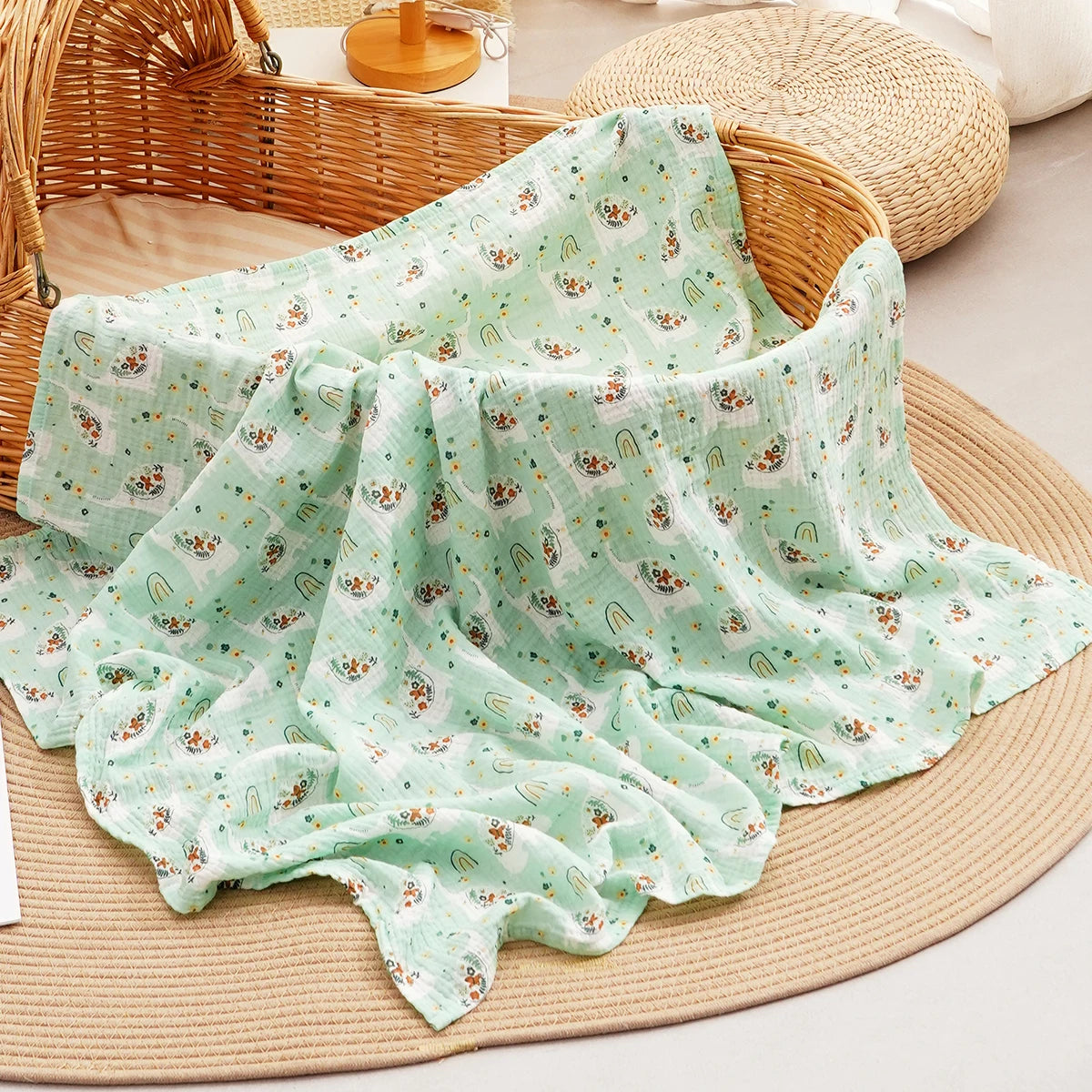 Tejesa All Season 100% Cotton Baby Muslin Swaddle Blanket/ Newborn Bath Towel/100x100cm