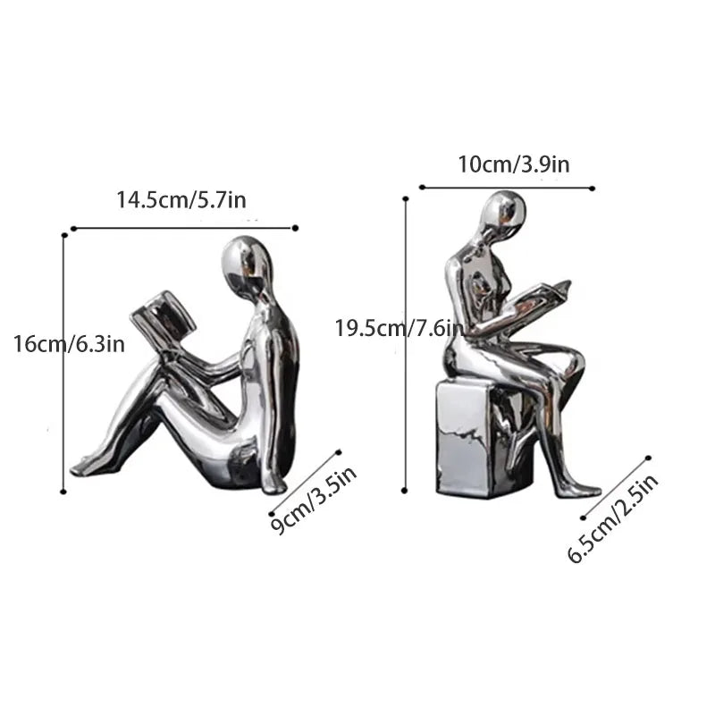Hemasa Modern 1Set/2Pcs Ceramic Girl Figure Book Block Book Shelf Stopper Holder Bookend Home Desktop Study Room Ornament Sculpture