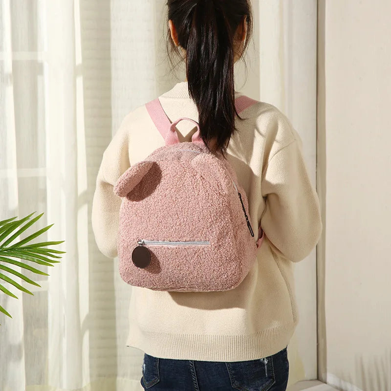 Womens Girls Cute Bear Pattern Backpack Plush Toddler Bag for Children Small Casual Shoulder Daypack