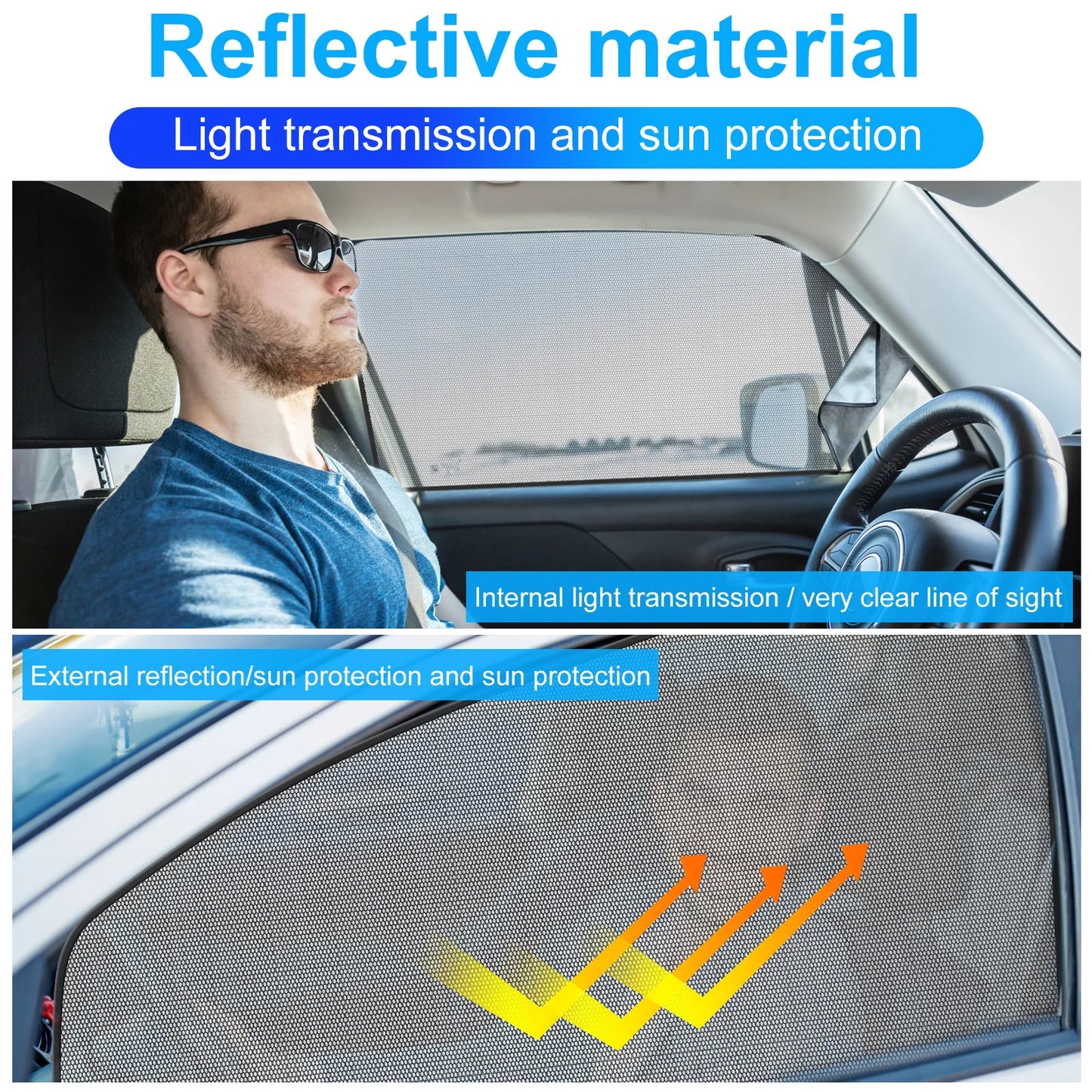 4/2pc Car Window Shade Magnetic Window Cover Universal Auto Sunshade UV Protection Curtains Visor Shield Privacy Protect Cover