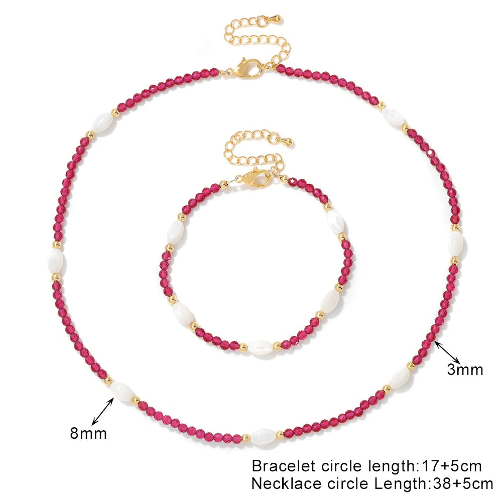 Fashion Natural Freshwater Pearl Necklace 3mm lapis lazuli Amethysts Quartzs Crystal Choker Bracelets Set Jewelry Women Gift