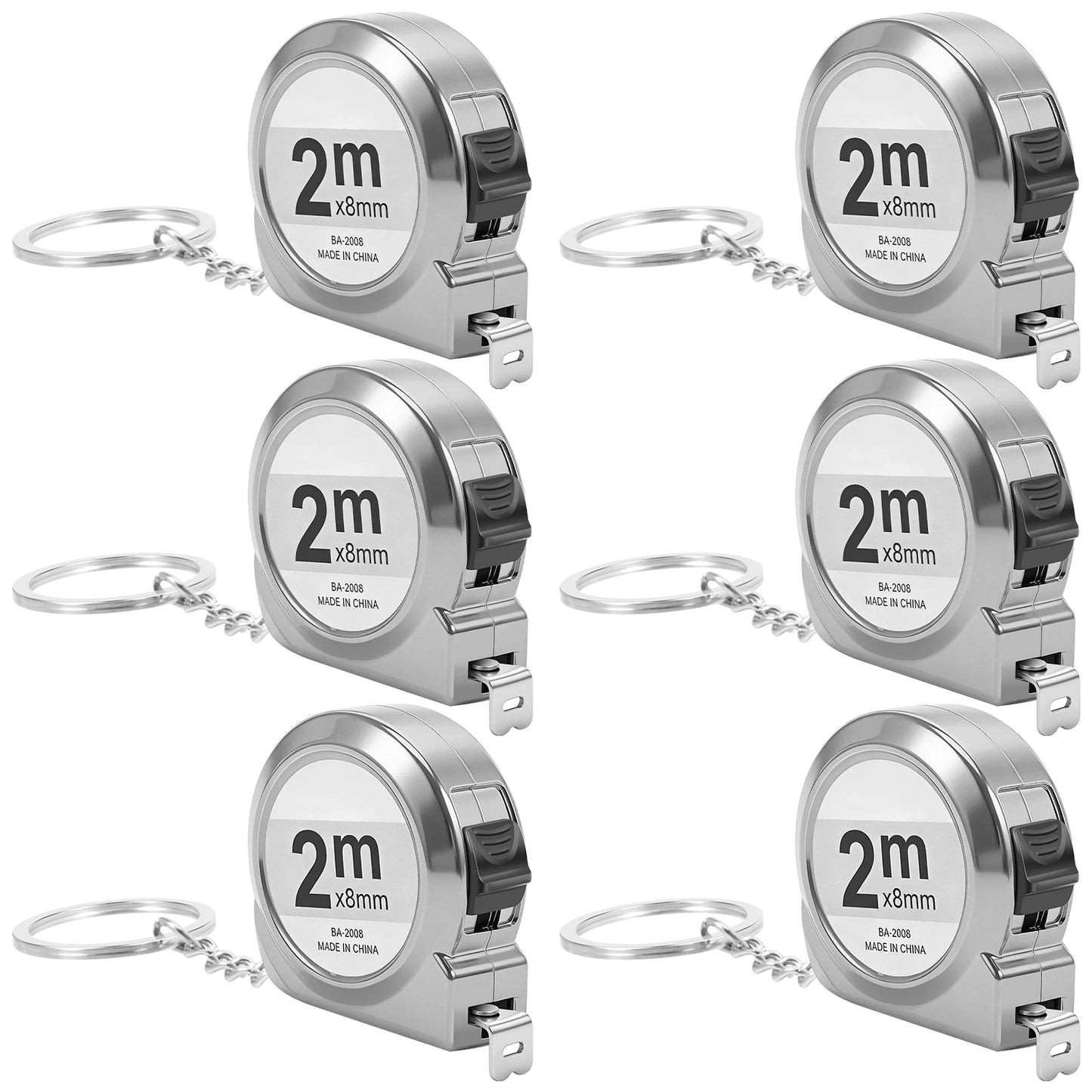 6PCS Mini Tape Measure 2M Retractable Small Steel Measuring Tape with Keychain Portable for Home Office School and DIY Project