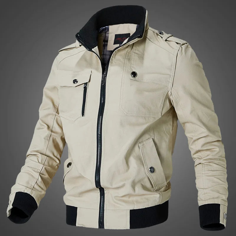 Hemasa Men's Jacket Casual Fashion Outer Jacket Men's Jacket / Stand Up Slim Military Bomber Jacket for men