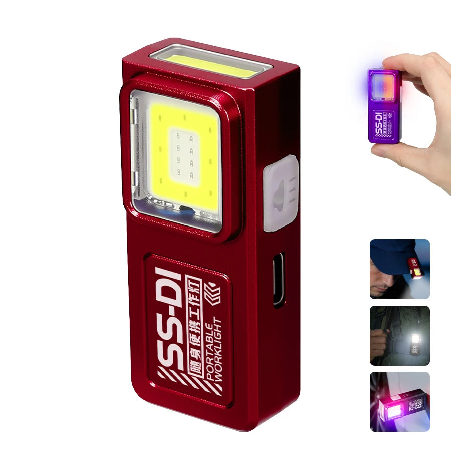 Hemasa LED COB Mini Flashlight USB Rechargeable Mini Torch Portable Working Light With Magnet Outdoor Emergency Hiking Fishing Lantern