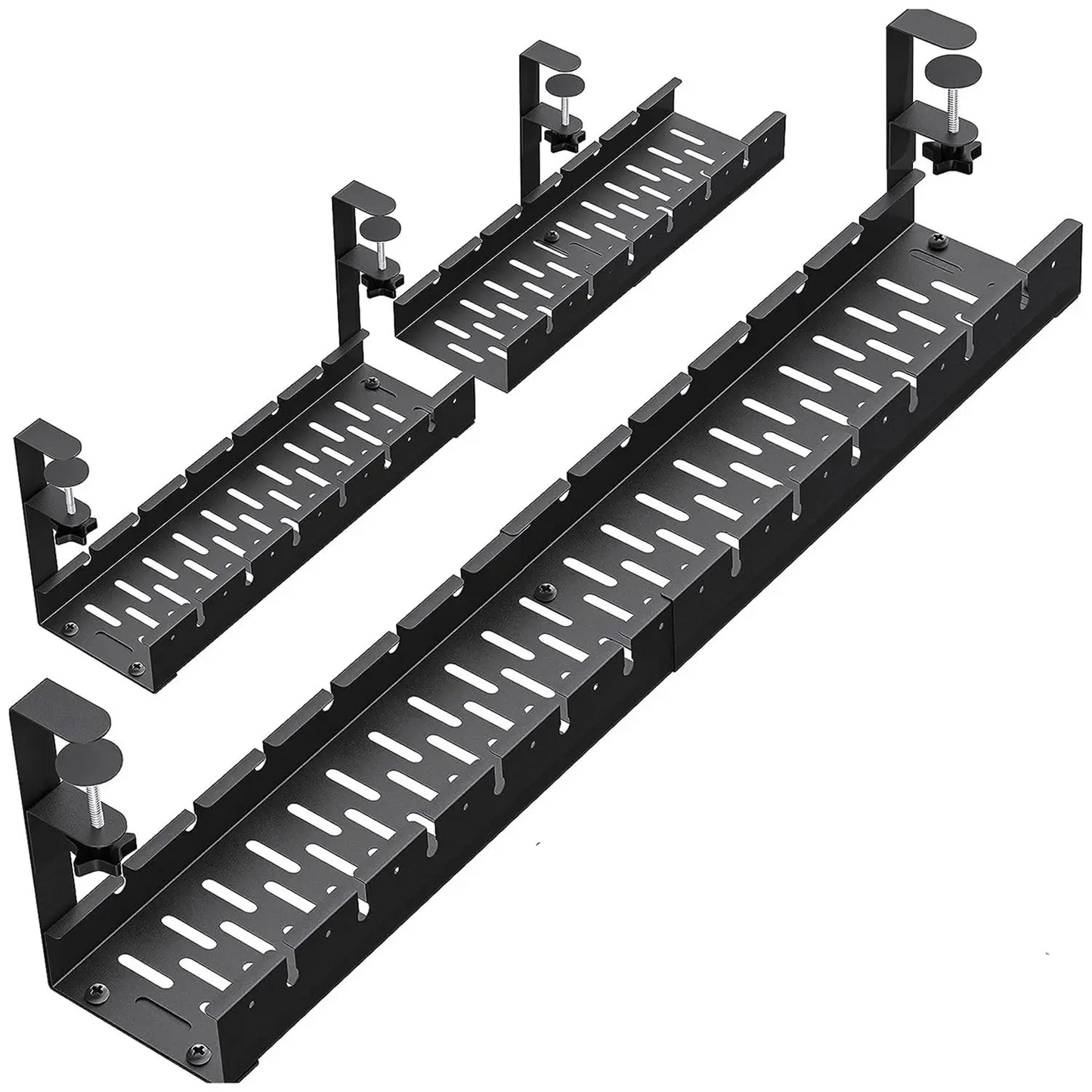 Tejesa Under-table Cable Management Rack with No Drilling, Adjustable Carbon Steel Cable Tray for Office Storage Box and Line Fixation