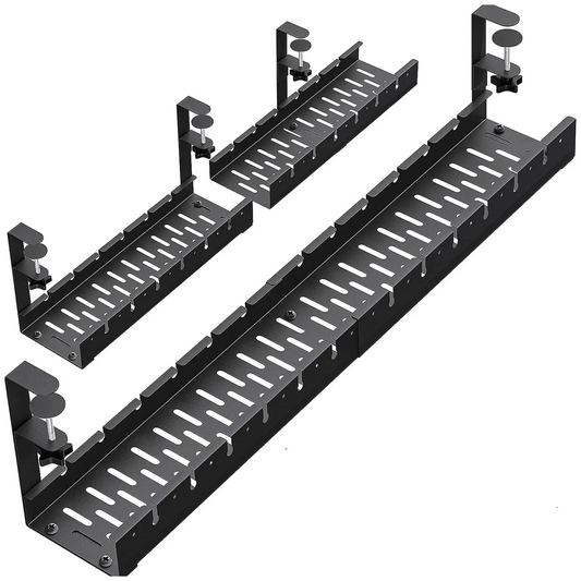 Tejesa Under-table Cable Management Rack with No Drilling, Adjustable Carbon Steel Cable Tray for Office Storage Box and Line Fixation