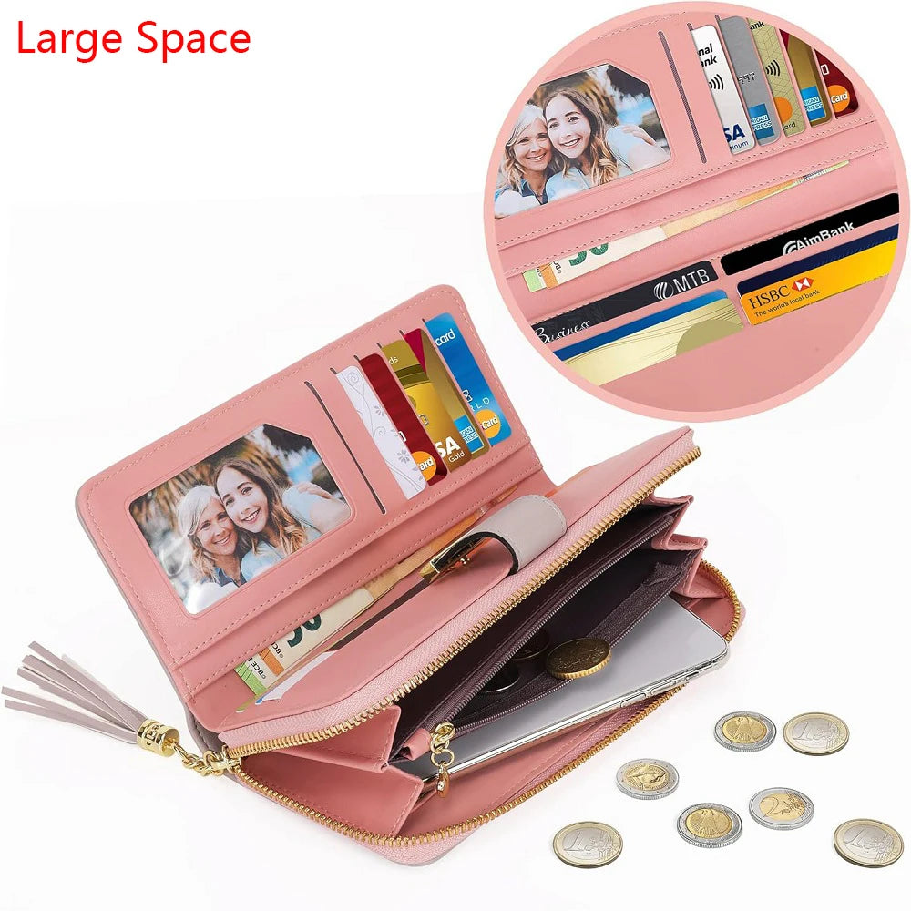 Tejesa  Zipper Wallets  Purses Handbags Coin Purse 9 Cards Holder PU Leather Wallet