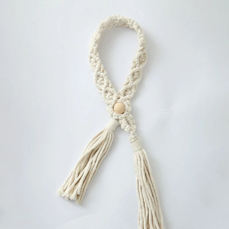 Leaf Tassel Macrame Curtain Tieback Hand-Woven Cotton Rope Drapery Holdback Drop Shipping