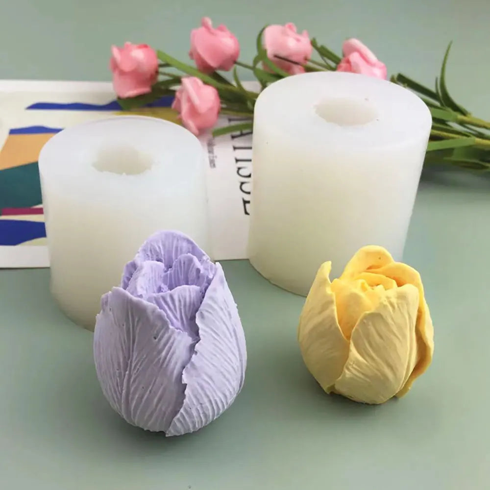 For Fun 3D Tulip Bud Silicone Candle Mold Scented Candles Handmade Soap Mold DIY Chocolate Fondant Baking Products Molds Decor