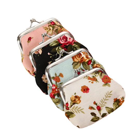 12 PCS Fashion Cotton Rose Coin Purse Cute Lovely Women Small Change Money Bags Key Holder Case Wallet Mini Pouch Souvenir