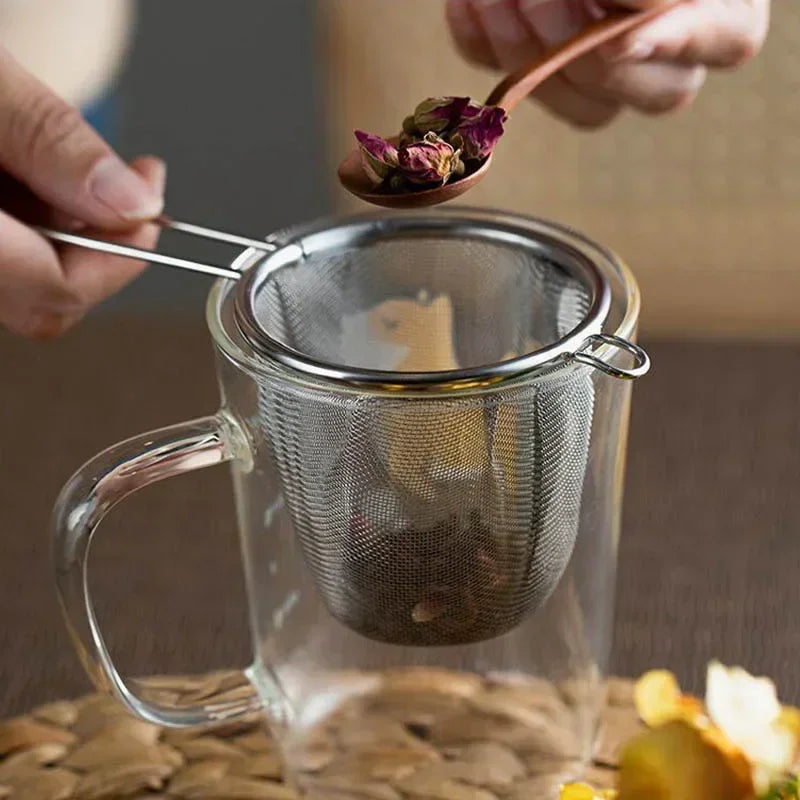Hemasa 2Pcs Tea Infuser With Handle Stainless Steel Coffee Flour Tea Leaf Filter Reusable Strainer