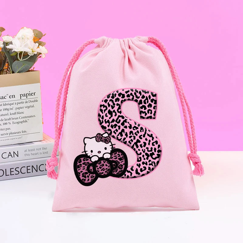 Sanrio Hello Kitty Drawstring Bagfor  Kids /Anime Letter Printed Bags Cookies Candy Storage Bag Wedding Jewelry Gift Bag