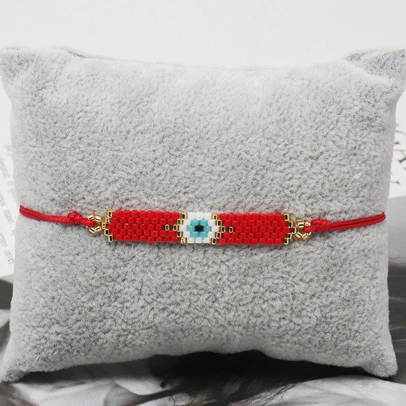 ZHONGVI Classic Delicate Miyuki Beads Bracelets for Women Multicolored Evil Eye Design Vacation Friendship Jewelry