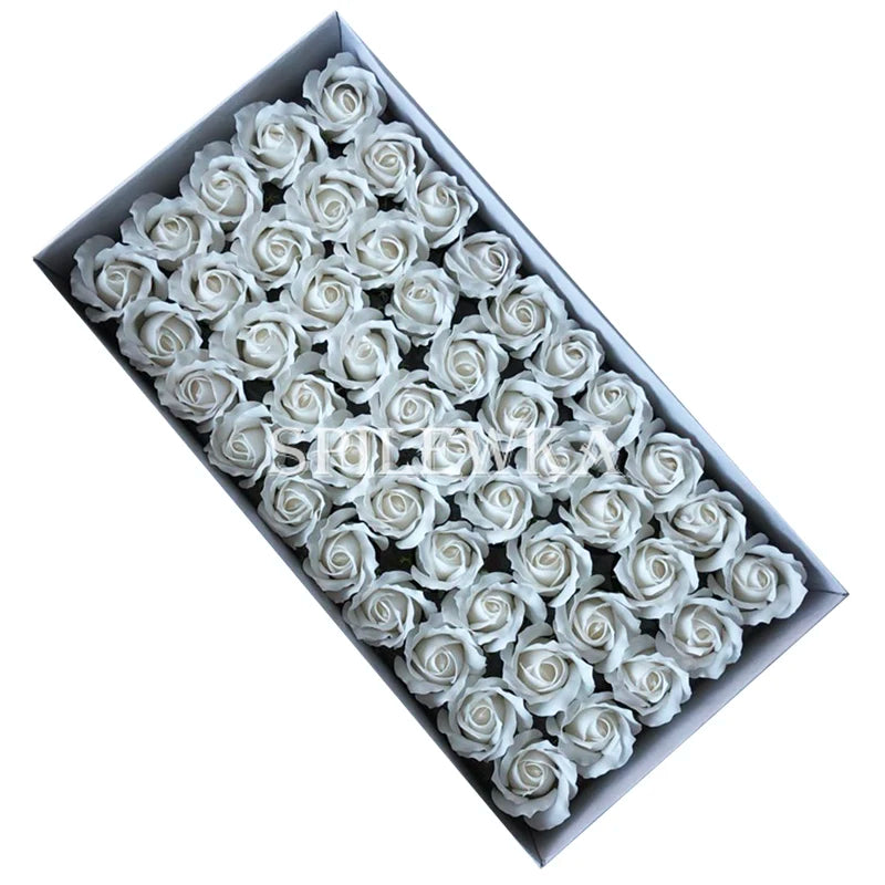 Tejesa 50 Pcs 3-Layer Rose with Curly Petals Fake Flowers Heads Wedding DIY Gift Box Valentine's Day/home/decor