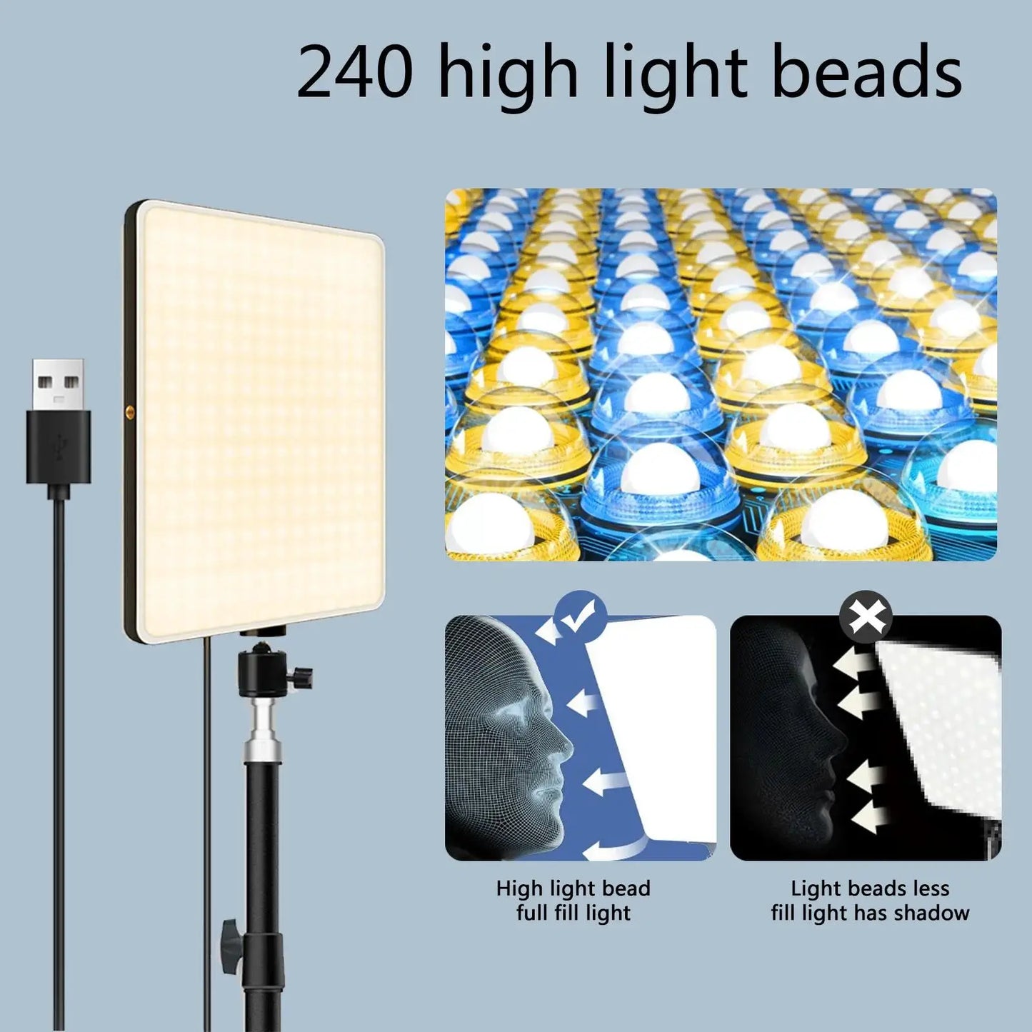Tejesa LED Photography Light Selfie Lights Conference Lighting Photo Studio Lamp With Scissor Arm Stand For Zoom YouTube Live Streaming