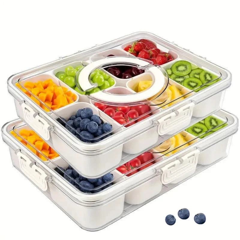Tejesa 1/2pcs household storage box portable snack fruit box fresh-keeping box spice box cover 8 /4 compartment kitchen.