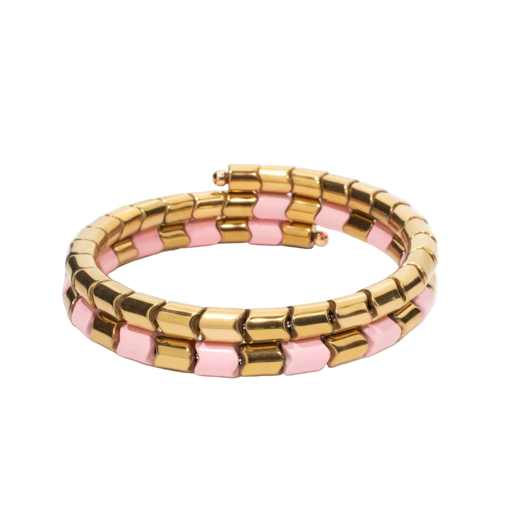 Tejesa 5X6mm Tube Beads Circle Enamel Bangle For Women Beaded Colorful Beads Boho Hand Accessory