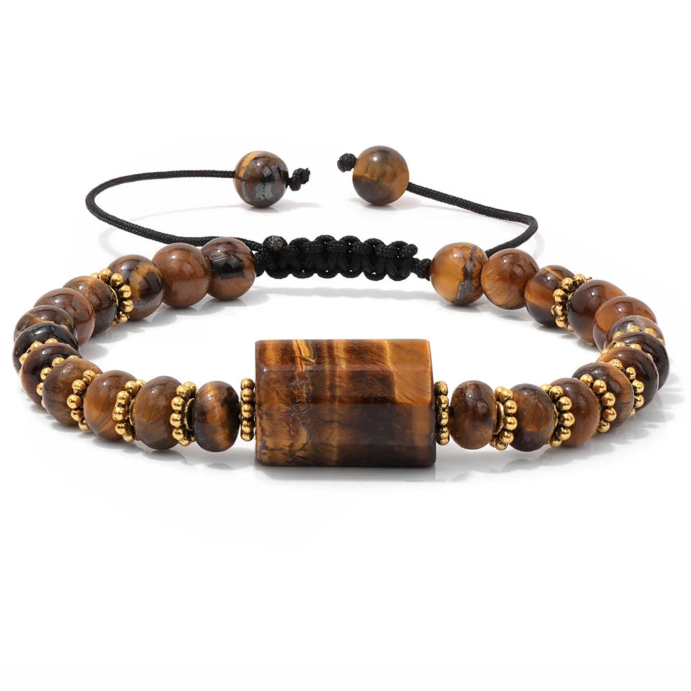 Tejesa Adjustable Cylinder Citrines Woven Bracelets For Women Men Natural Stone Colorful Rondelle Flat Beads Braided Bracelet Jewelry