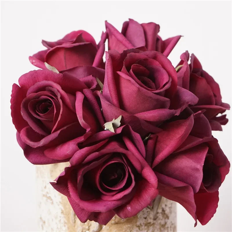 15Pcs/lot Moisturizing Real Touch Artificial Rose Flowers Bridal Bouquet Wedding Decor Flowers Rose Party Floral Home Decoration