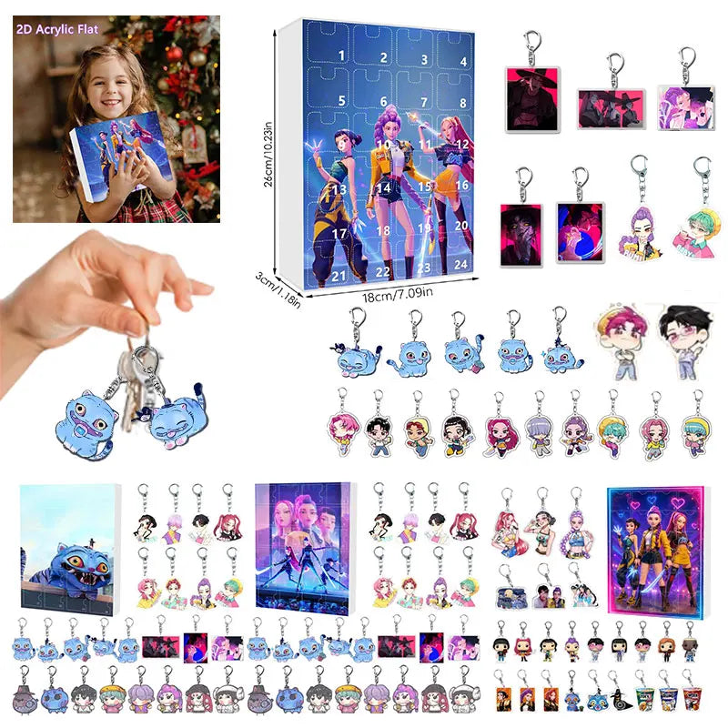 2025 Countdown Calendars Kpop Demon Hunters Advent Calendar Acrylic Keychains Model Doll Rumi Mira Zoey Children Christmas Gifts