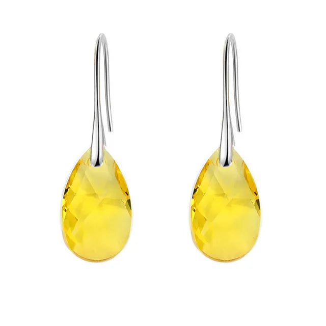 Korean Pear-shaped Drop Earrings Genuine Crystal from Austria Rhinestone Dangle for Women Party Silver Color Big Pendant Jewelry