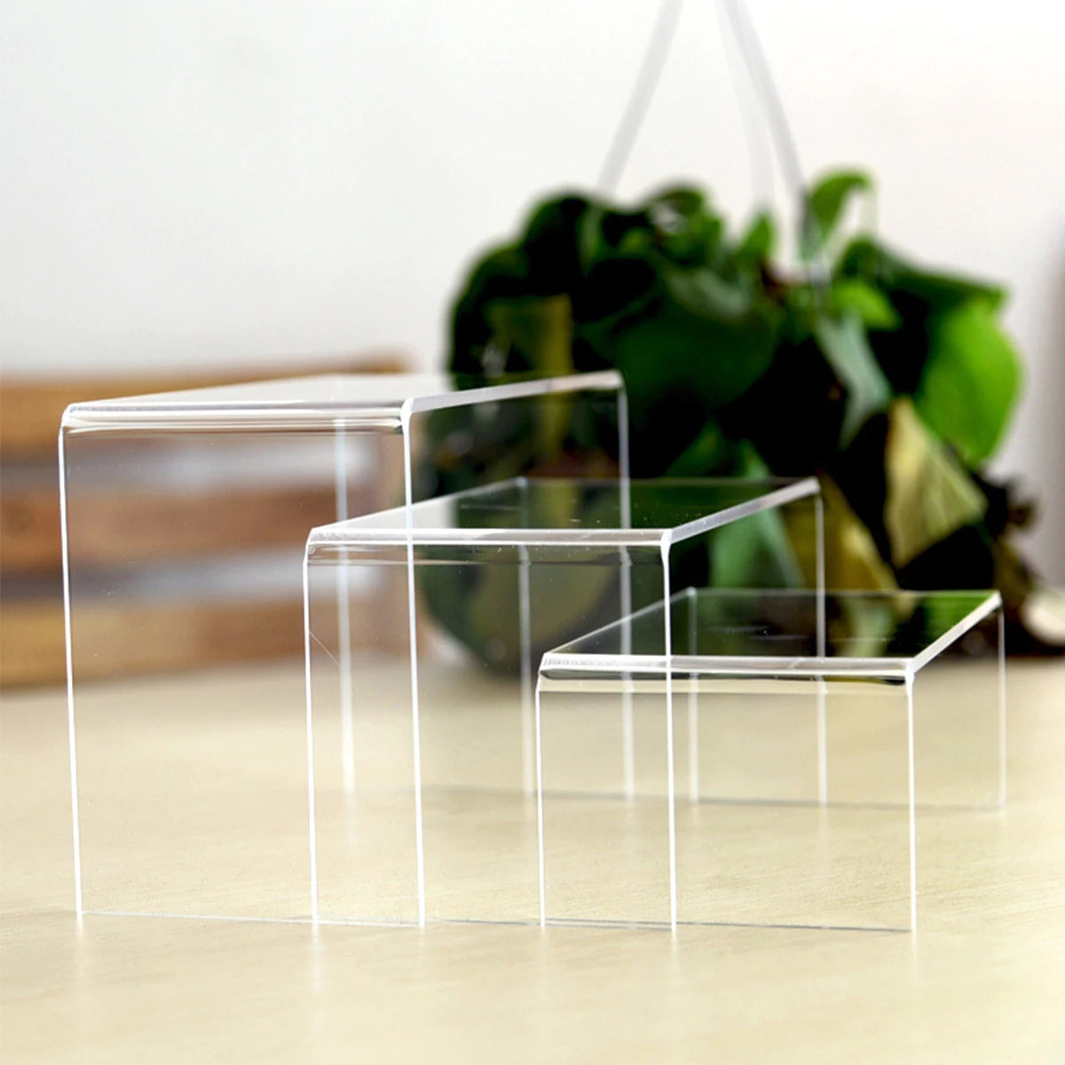 9/3pcs Clear Acrylic Display Stand Cosmetic Bag Jewelry Showcase Cupcake Holder for Home Shop statue Model Pottery Display Riser