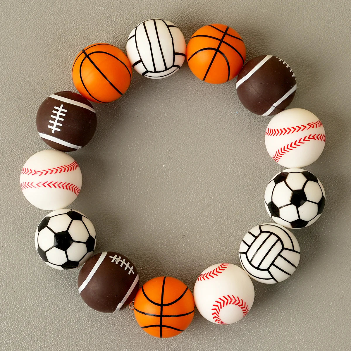 15Pcs Silicone Round Beads Soccer Rugby Base/volley/basketball for Jewelry Making To Make Bracelets DIY Pacifier Chain Necklace