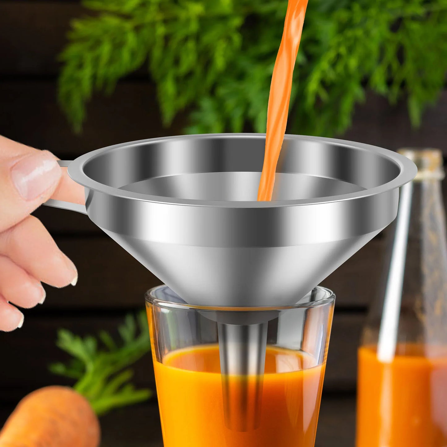 Tejesa 4Pcs Stainless Steel Funnel Kitchen Funnel with 3 Removable Strainer for Transferring Liquid Oils Jam Dry Ingredients and Powder