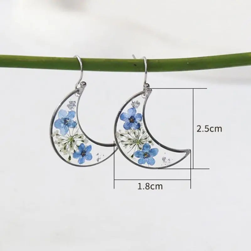 Unique Forget-me-not Real Flower Earring Epoxy Resin Natural Blue Flower Earring Women Elegant Floral Earring Statement Jewelry