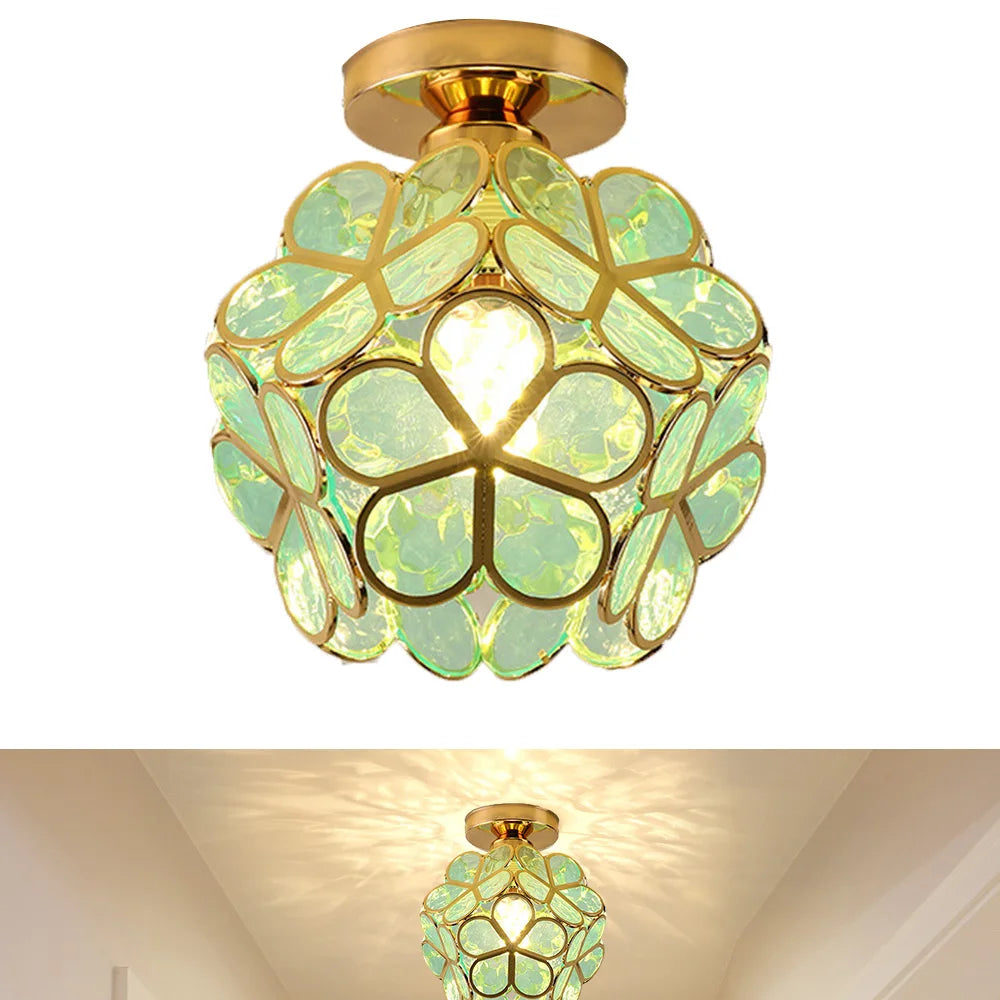 Hemasa  Flower Ball LED Ceiling Lamp glass Petal Inlaid Chandelier Aisle Corridor Home Decor Ceiling Light Restaurant