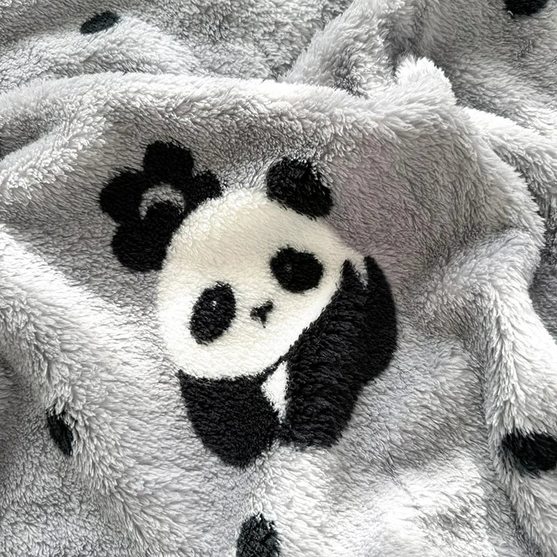 Tejesa Panda Printed Fluffy Blanket for Beds Single/Queen/King Plush Fleece Plaids for Sofa Soft Warm Thow Blanket for Winter