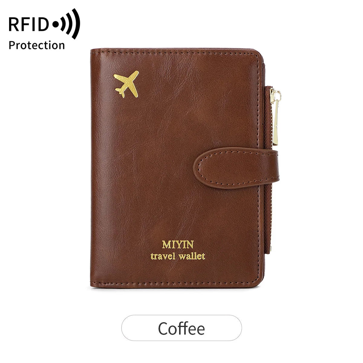 Hemasa Multi functional RFID anti-theft brush passport bag fashionable multi card slot passport clip PU leather large capacity wallet