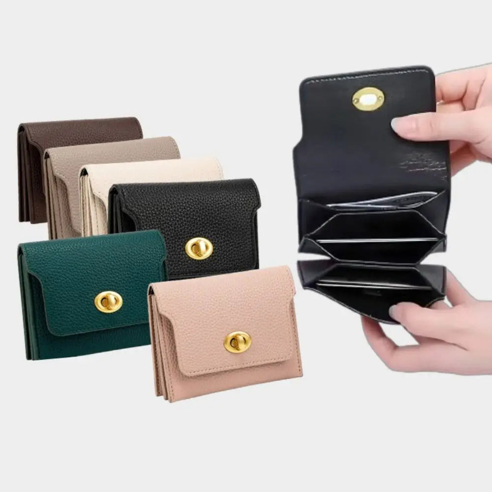 PU Leather Short Wallet Fashion Solid Color Mini Card Holder Coin Purse Women Girls