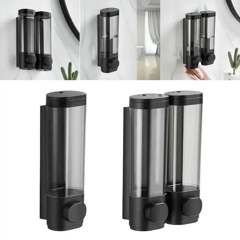 Tejesa Bathroom Hotel-Style Washing and Protecting Dispenser Set / Drill-Free  / Shower Gel/Shampoo Dispenser + Cleaning St