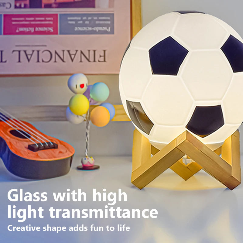 1/2 Pcs Football Night Light 3D Soccer Table Lamp Wooden Stand USB LED Bedside Decoration Illumination kids gifts Soccer Lover