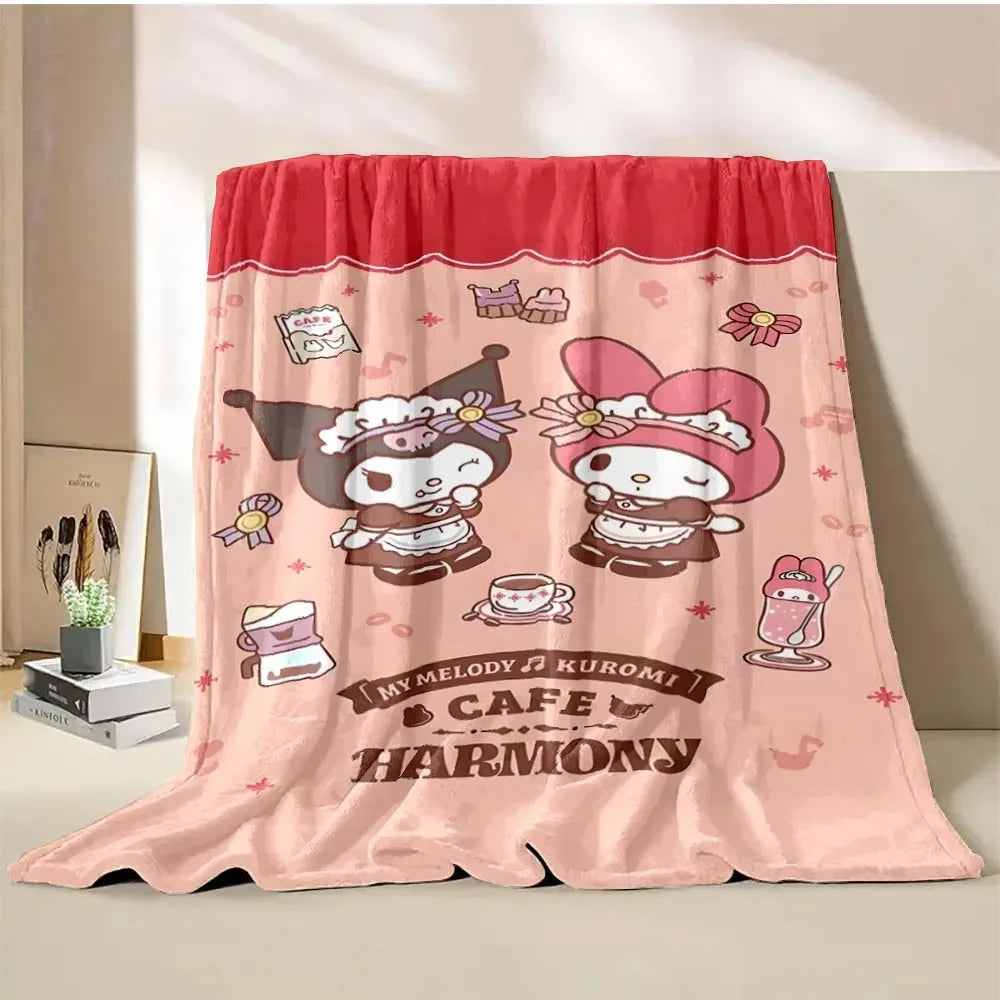 My Melody Flannel Blanket Sanrio Soft Fluffy Quilt Thicken Plush Nap Blanket Cartoon My Melody Sofa Blanket Child Adult Gift