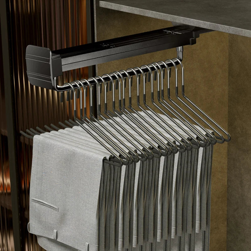 Hemasa Wardrobe Clothing Holders Trousers Racks Cabinet Clothes Storage Rack Pants Shelves Push-pull Damping Rack