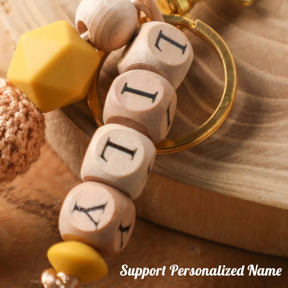 Heamsa Geometric Crochet Beads Personalized Name Silicone Teether Chain