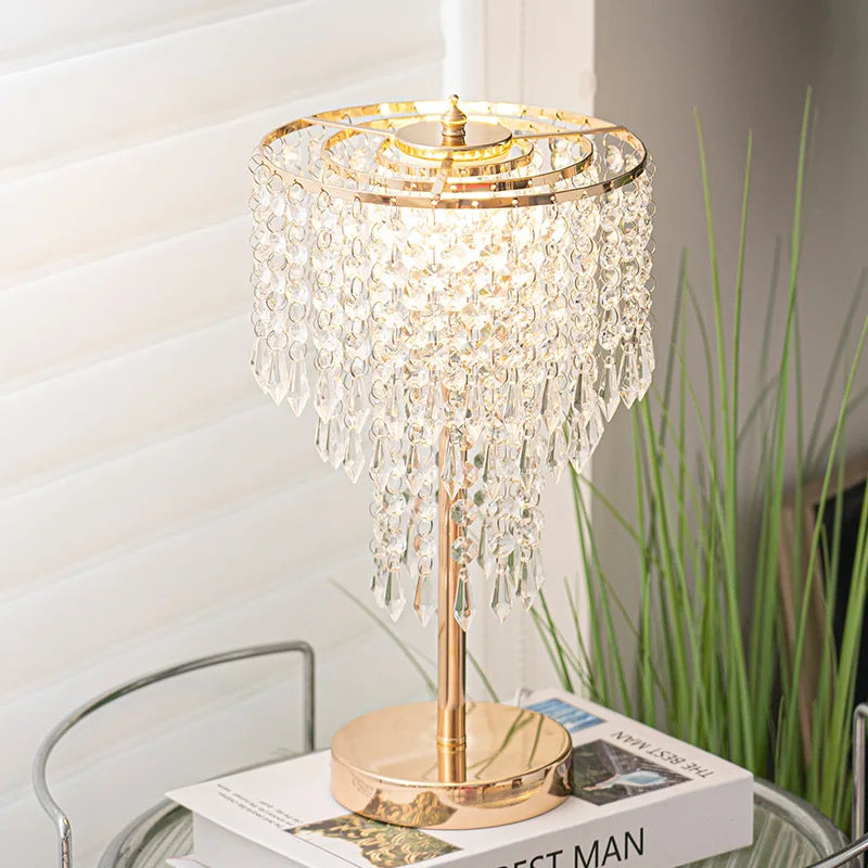 European Romantic Crystal Table Lamp LED Bedside Desk Light Bedroom Night Light High Quality Adjustable Warm White Modern Luxury