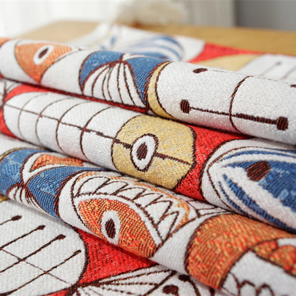Yarn-Dyed Jacquard Tablecloth Tassel Decoration Nightstand Bucket Cabinet Machine Cover Cloth Multi-Function Dust Cloths